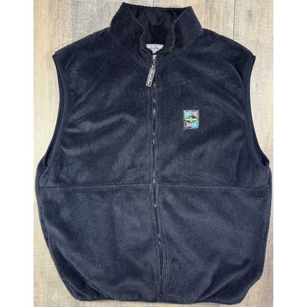 Brickyard Crossing Golf Indy 500 Club Straight Down Co. Fleece Zip Up Vest L